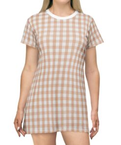 Chic Salmon Gingham Mini Dress ON26