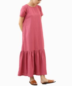 Drop Ruffle Maxi Linen Dress ON21
