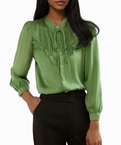 Green Silk Ruffle Shirt ON15