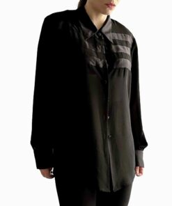 Vintage 90s Black Sheer Satin Shirt ON16